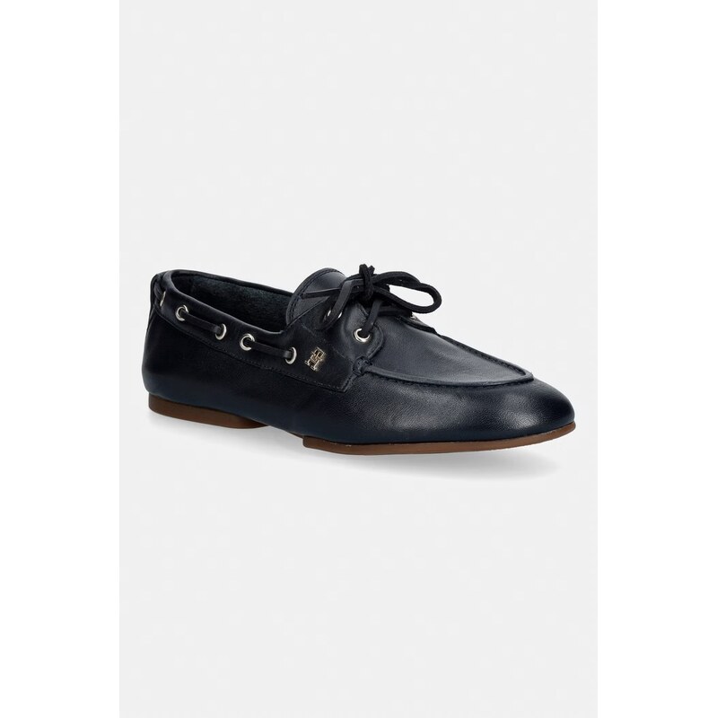 Tommy Hilfiger mokasíny dámské kožené TH SLEEK LEATHER BOAT SHOE