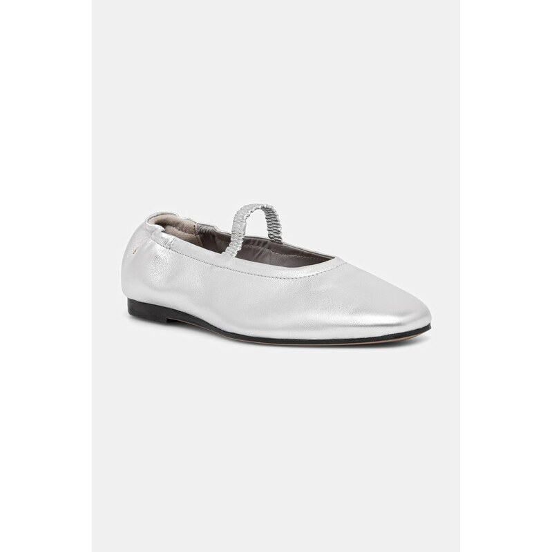 Tommy Hilfiger baleríny kožené SILVER LTH ELLASTIC BALLERINA