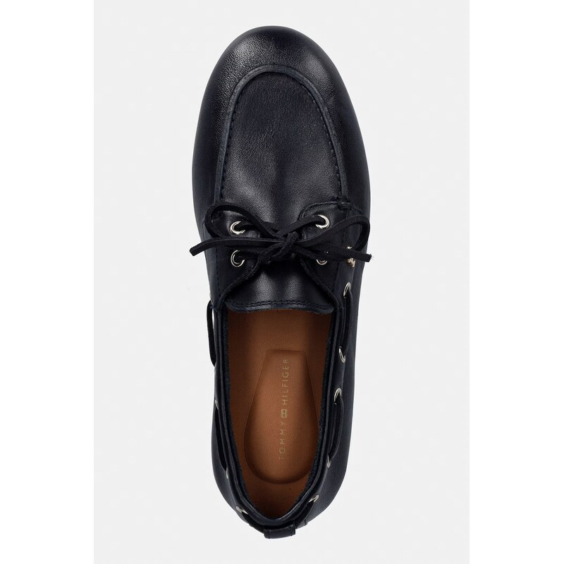 Tommy Hilfiger mokasíny dámské kožené TH SLEEK LEATHER BOAT SHOE