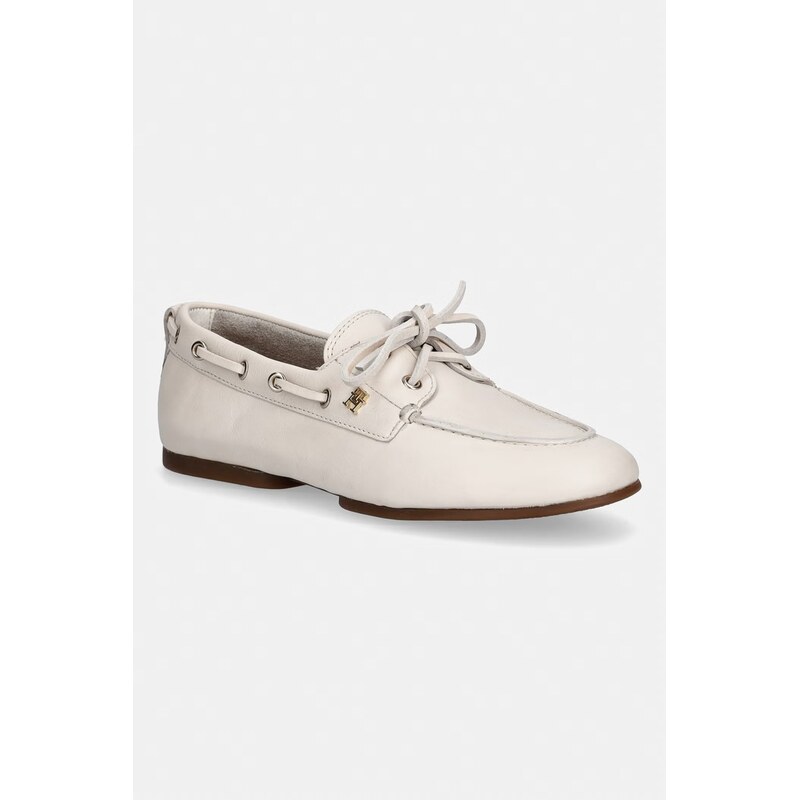 Tommy Hilfiger mokasíny dámské kožené TH SLEEK LEATHER BOAT SHOE