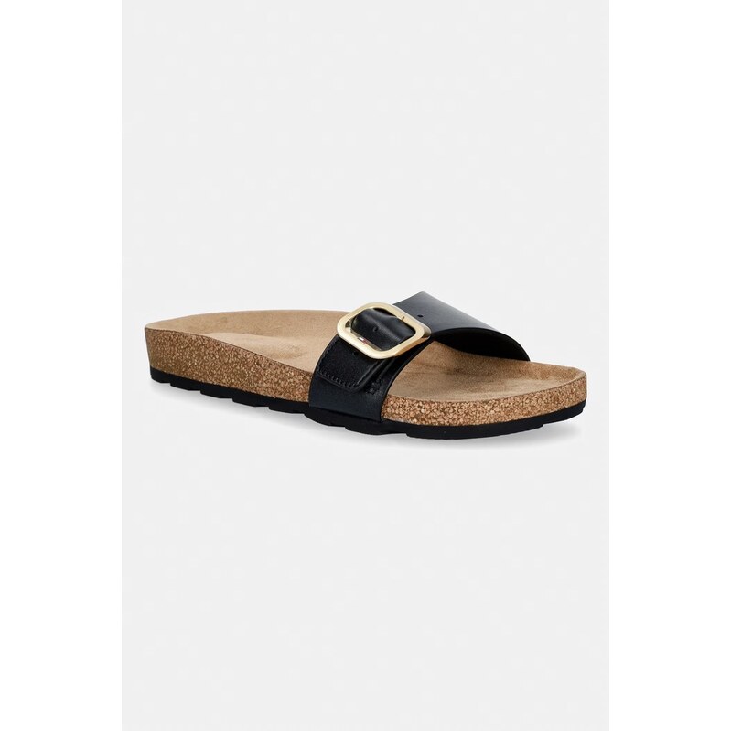 Tommy Hilfiger pantofle dámské kožené TH CLASSIC CORK SANDAL PEARL LTH