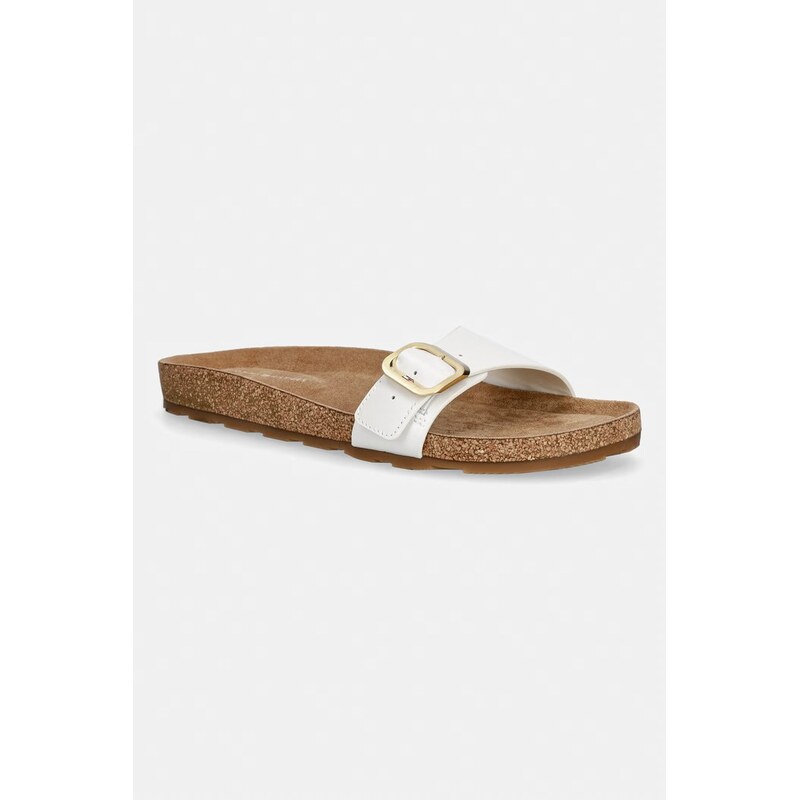 Tommy Hilfiger pantofle dámské kožené TH CLASSIC CORK SANDAL PEARL LTH