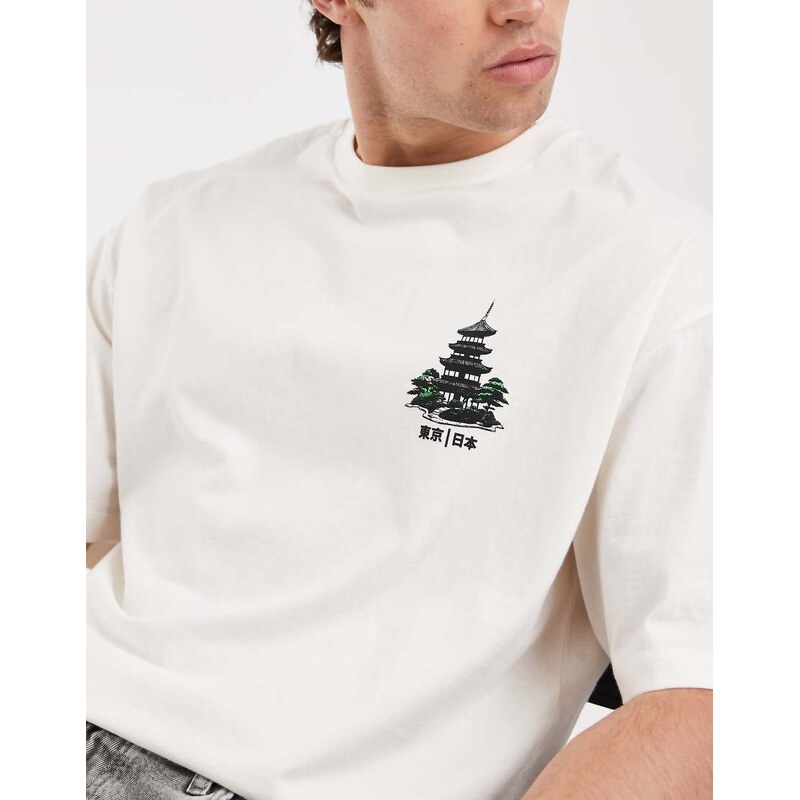 ASOS DESIGN boxy oversized t-shirt with Japan print in off white
