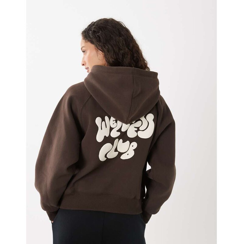 Cotton On Active plush premium graphic hoodie in french roast-Brown 115368172