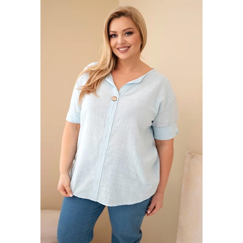 MladaModa Bavlněná oversize halenka s knoflíkem ve výstřihu