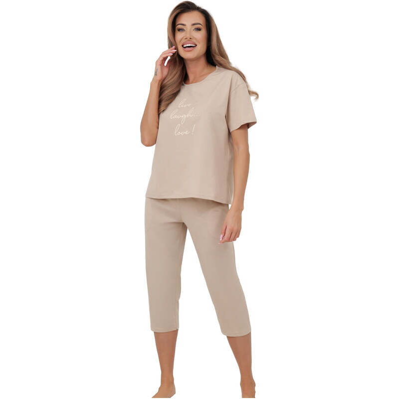 Dámské pyžamo ITALIAN FASHION KSARA krátký 3/4 béžová