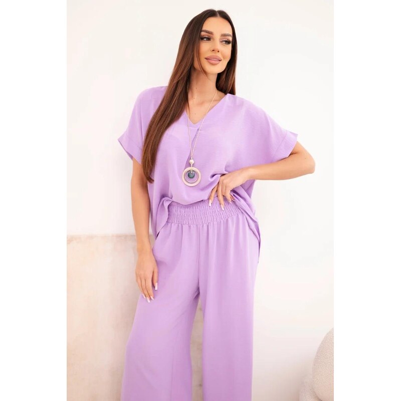 MladaModa Elegantní komplet s náhrdelníkem model 6433 barva lila 93559541