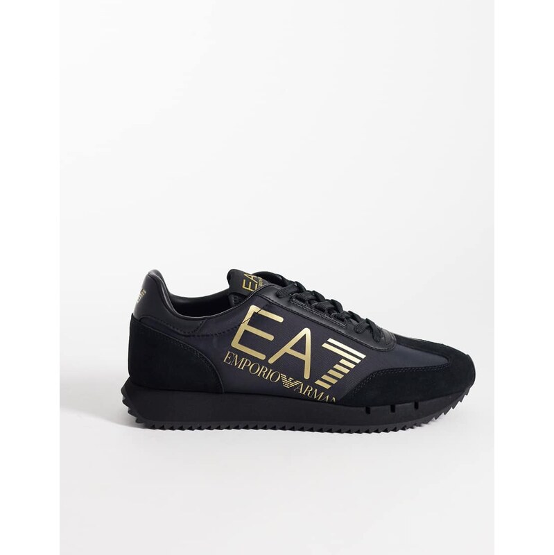 Armani EA7 new heritage logo trainers in black and gold