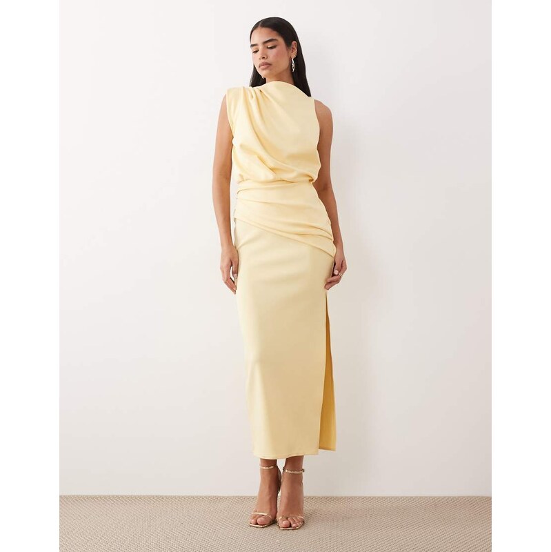 ASOS DESIGN draped structured midi dress with split in