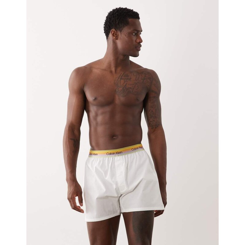 Calvin Klein Pride Cotton boxers in white with rainbow