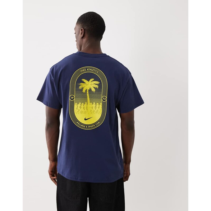 Nike palm tree back print logo oversized t-shirt in navy