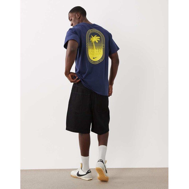 Nike palm tree back print logo oversized t-shirt in navy