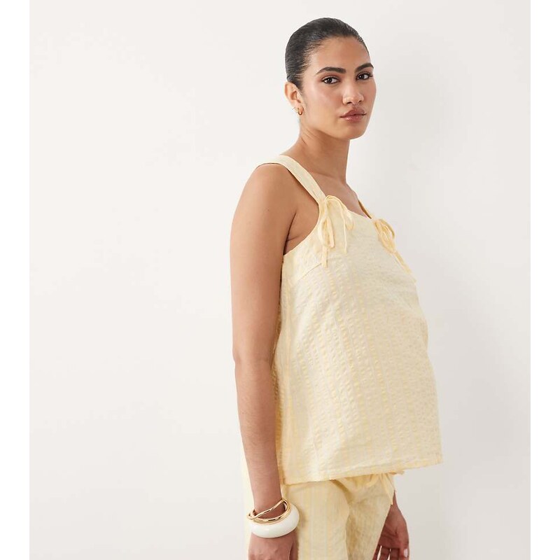 Mama.licious Mamalicious Maternity seersucker tie shoulder top co-ord 115366073