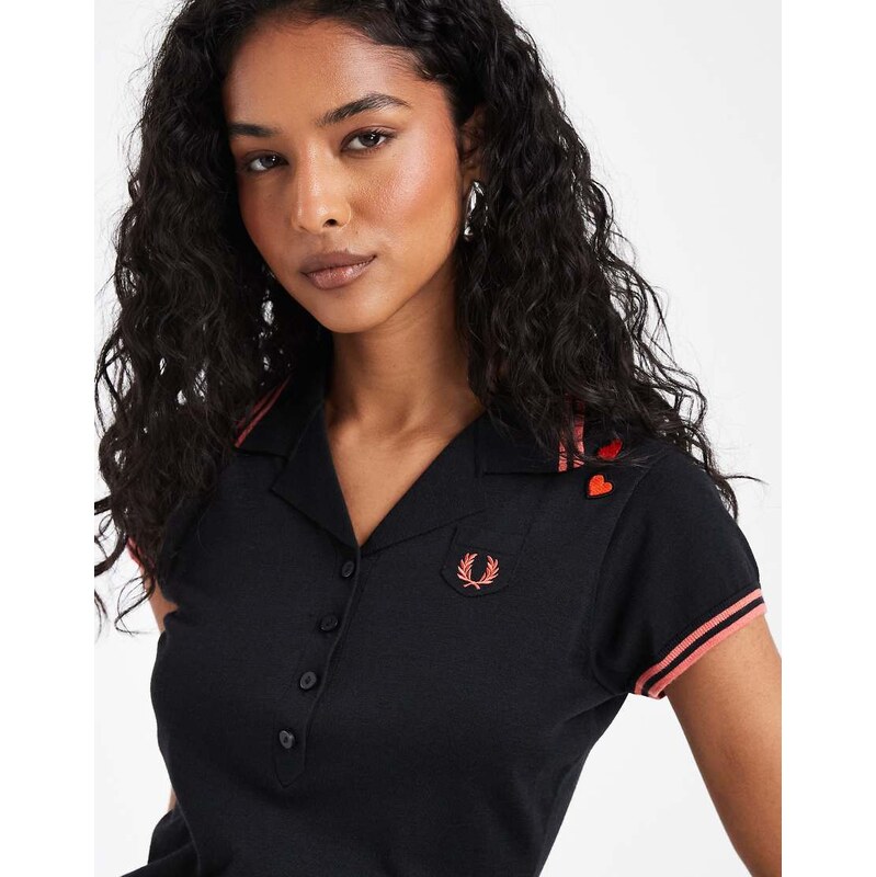 Fred Perry x Amy Winehouse pocket detail knitted polo shirt in black 115366124