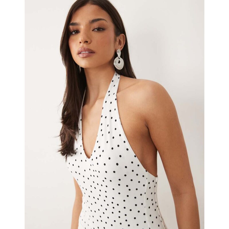 ASOS DESIGN polyamide scoop bodysuit in polka dot-Multi