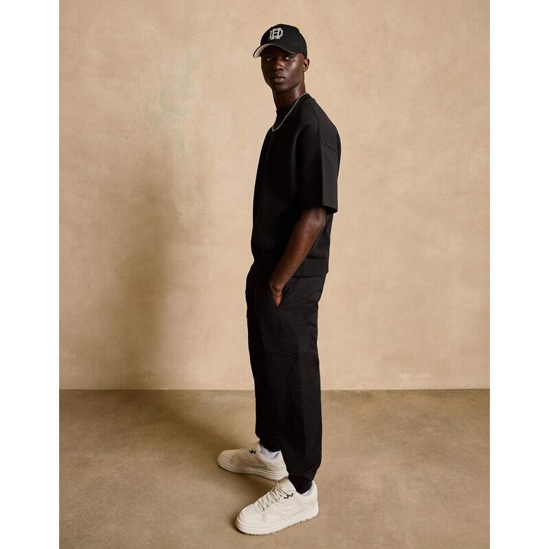 Bershka Cargo joggers in black