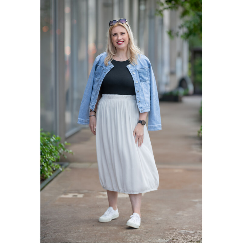 Italy fashion Midi sukně WINDY Barva: Kokos, Velikost: UNI: S-XL