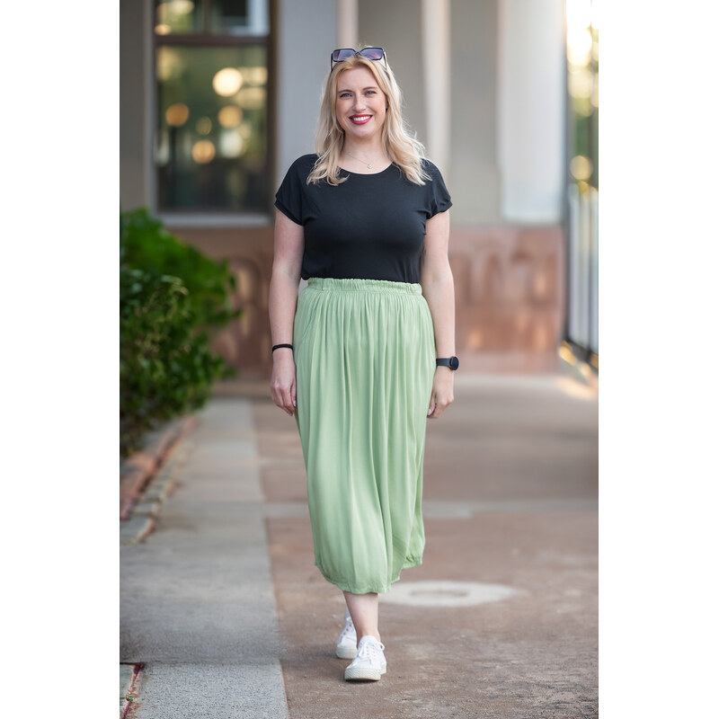 Italy fashion Midi sukně WINDY Barva: Kiwi, Velikost: UNI: S-XL