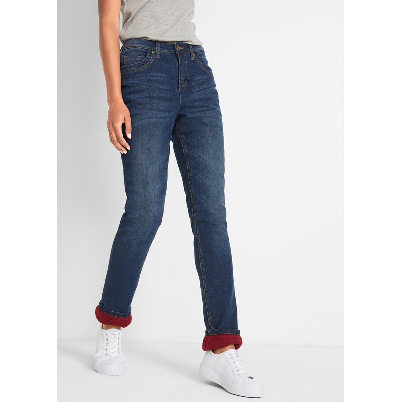 bonprix Termo strečové džíny, Hight Waist, Straight modrá Žena 114766941