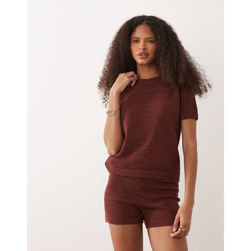 Mango Madeana short sleeve knitted top co-ord in orange 115368182