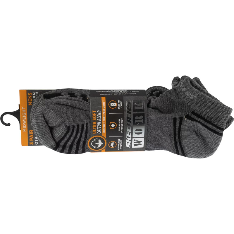 Unisex ponožky Skechers 3pk Terry Train Work Socks šedé