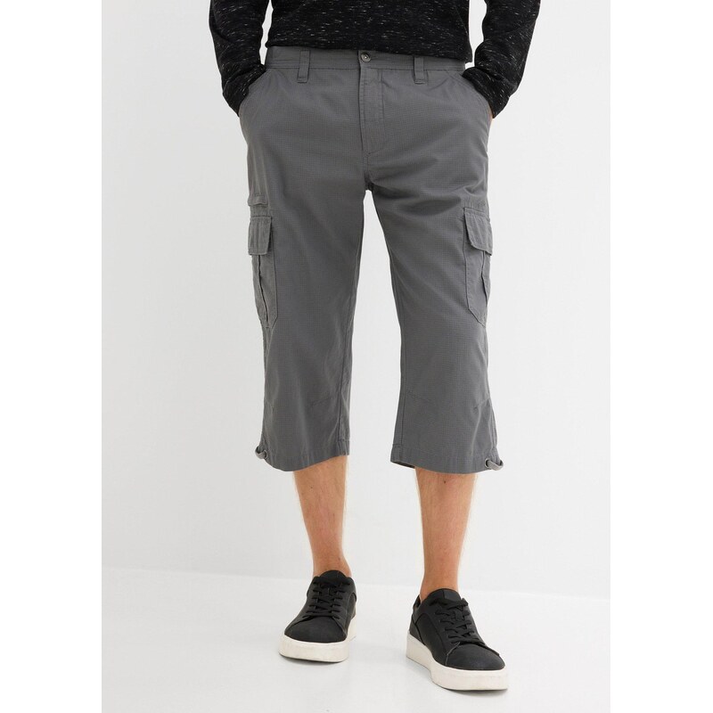 bonprix Dlouhé cargo bermudy, Regular Fit, z čisté bavlny šedá