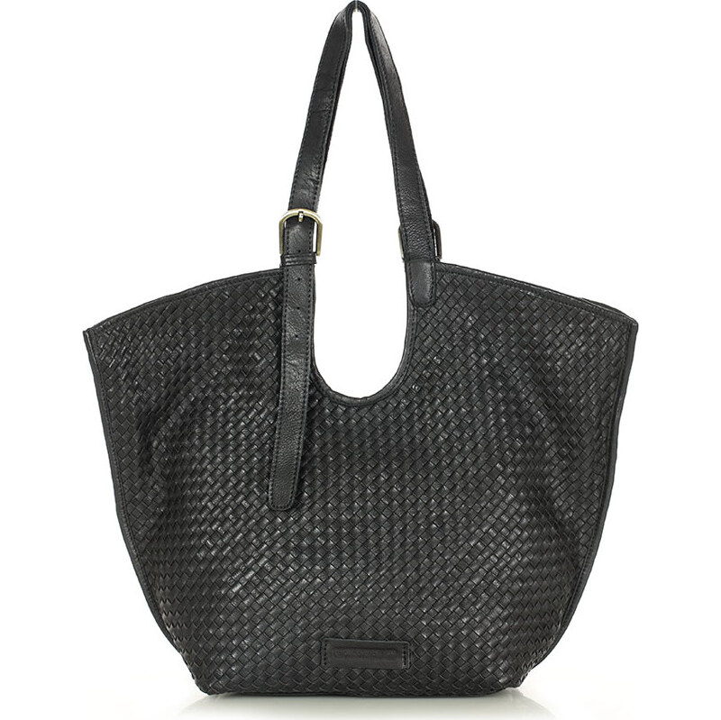 MARCO MAZZINI dámská kožená kabelka hobo bag Černá 115368457