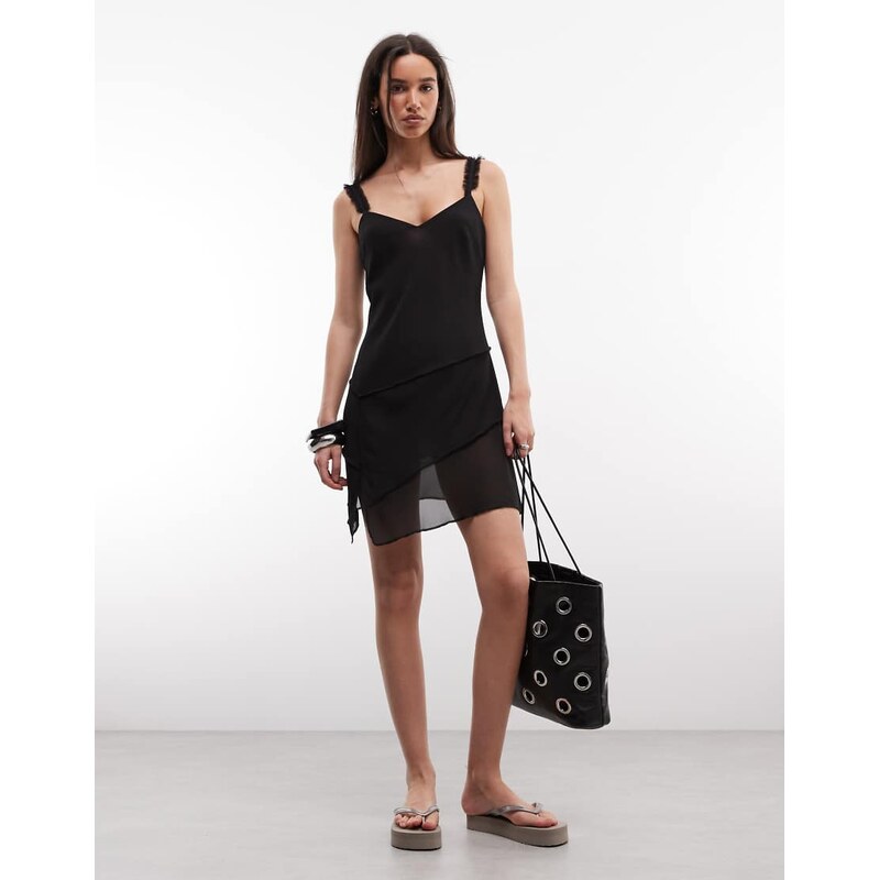 Monki layered mini dress in black exclusive to ASOS 115589782