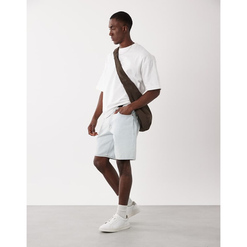 Mango relaxed fit denim shorts in light blue