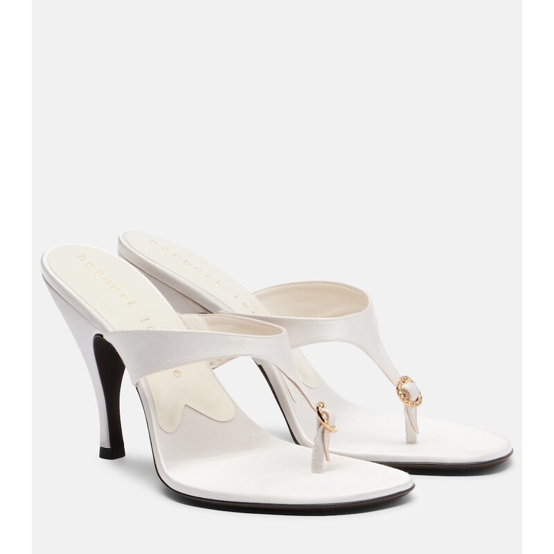 Herbert Levine Kiss And Tell embellished satin thong sandals