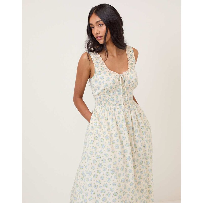Nobodys Child Rylee bodice detail sleeveless midi dress in cream