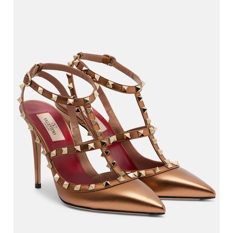 Valentino Garavani Rockstud metallic leather pumps