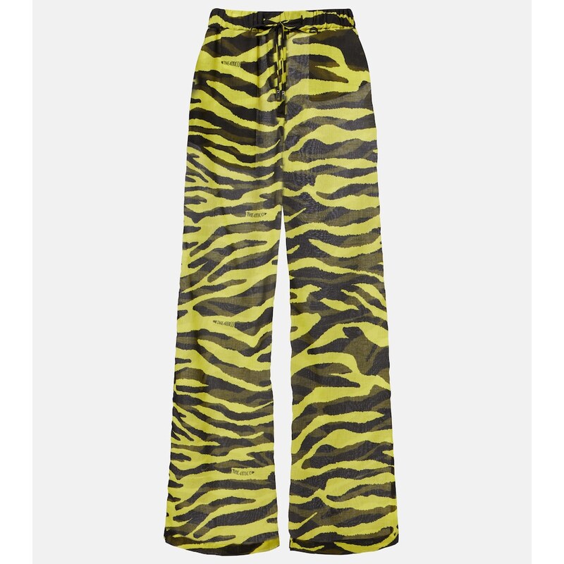The Attico Animal-print cotton muslin wide-leg pants