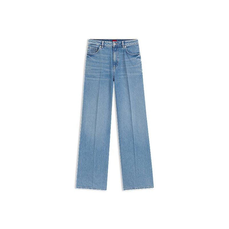 HUGO Wide-leg-fit jeans in light-blue denim 115386302