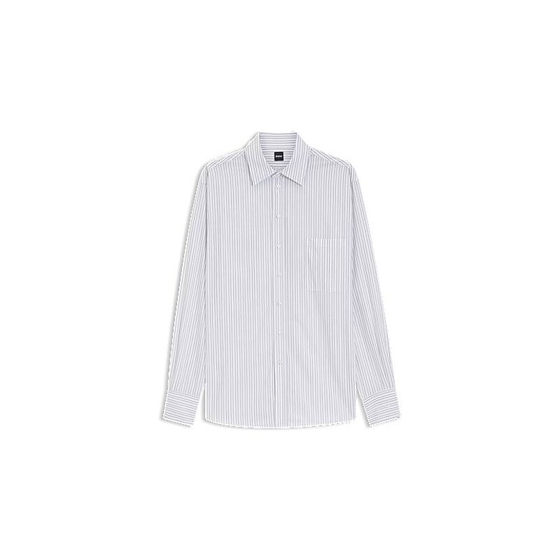 BOSS Relaxed-fit blouse in striped cotton poplin 115371579