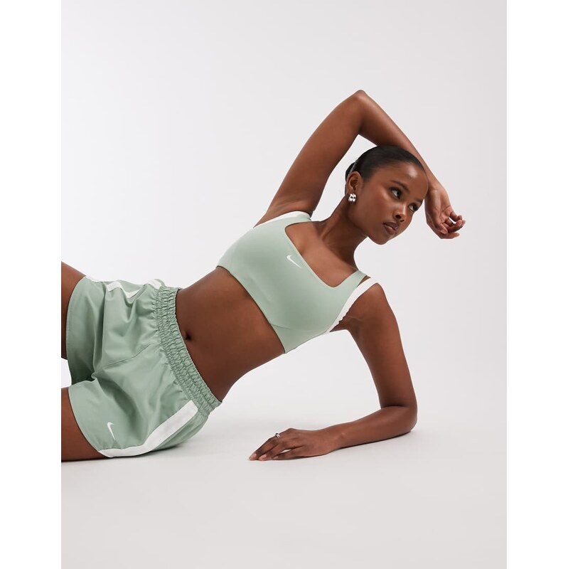 Nike Training One Dri-FIT double lined sports bra in green and