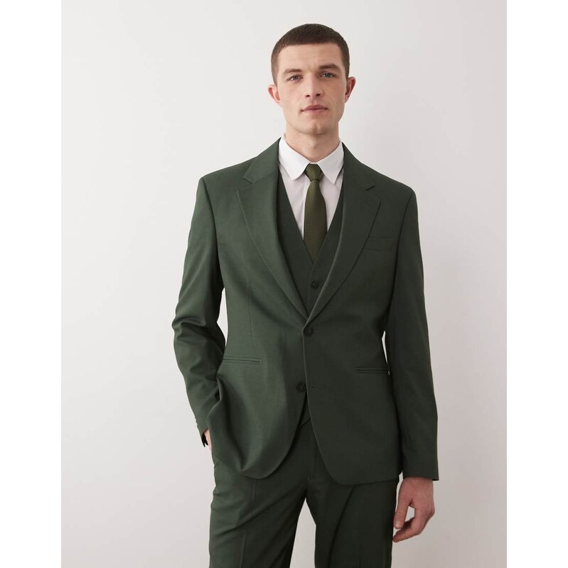 ASOS DESIGN slim suit jacket in dark green