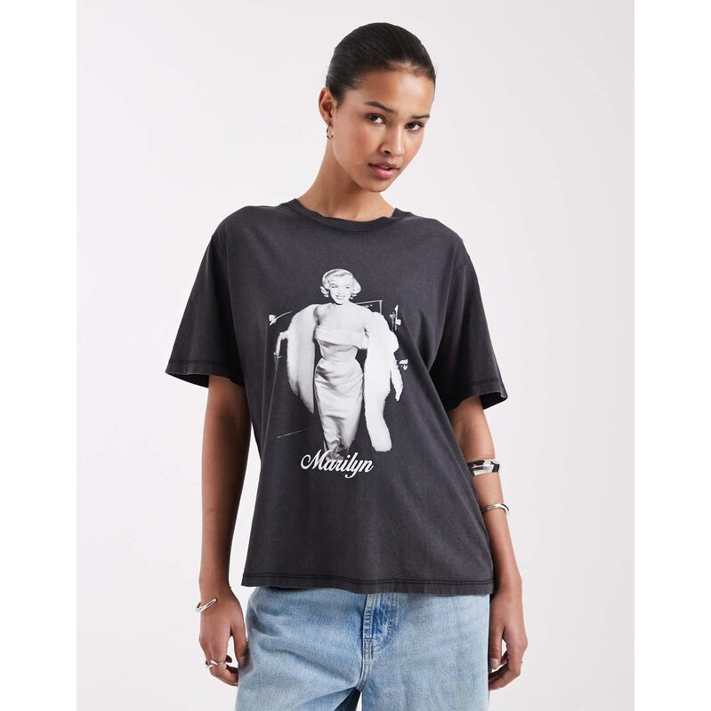 JJXX Marilyn oversized t-shirt in washed black 115372626