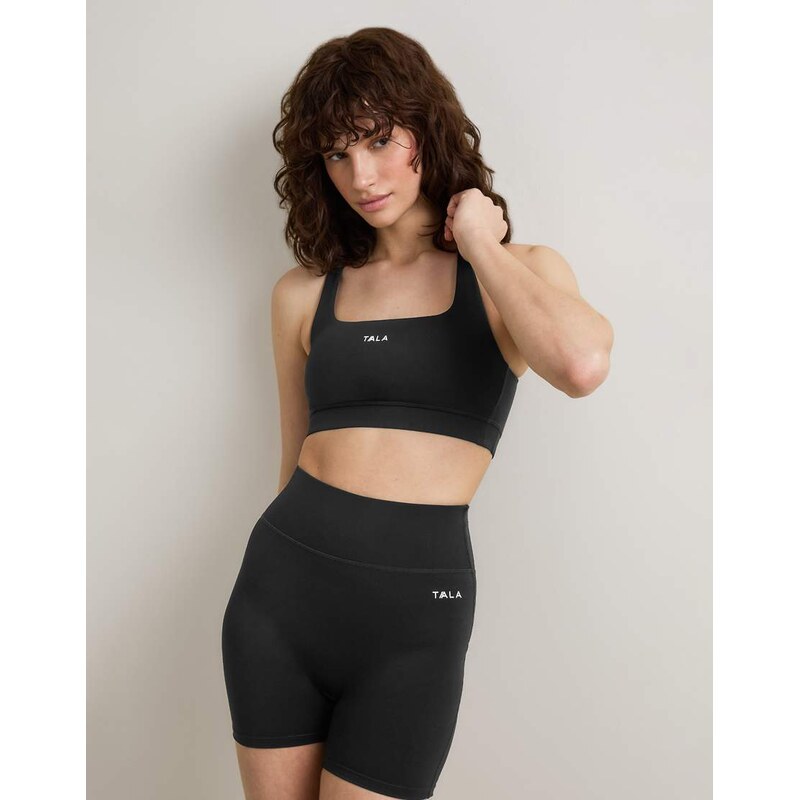 TALA SkinLuxe crossback sports bra in shadow black