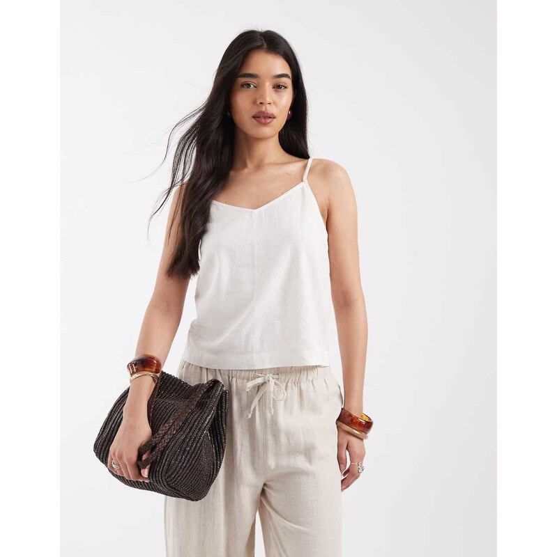 JJXX linen blend cami top in white