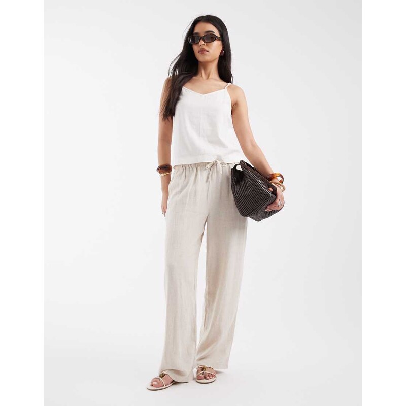 JJXX linen blend cami top in white