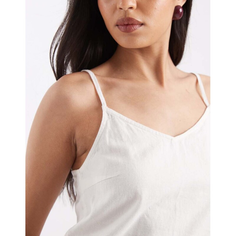 JJXX linen blend cami top in white