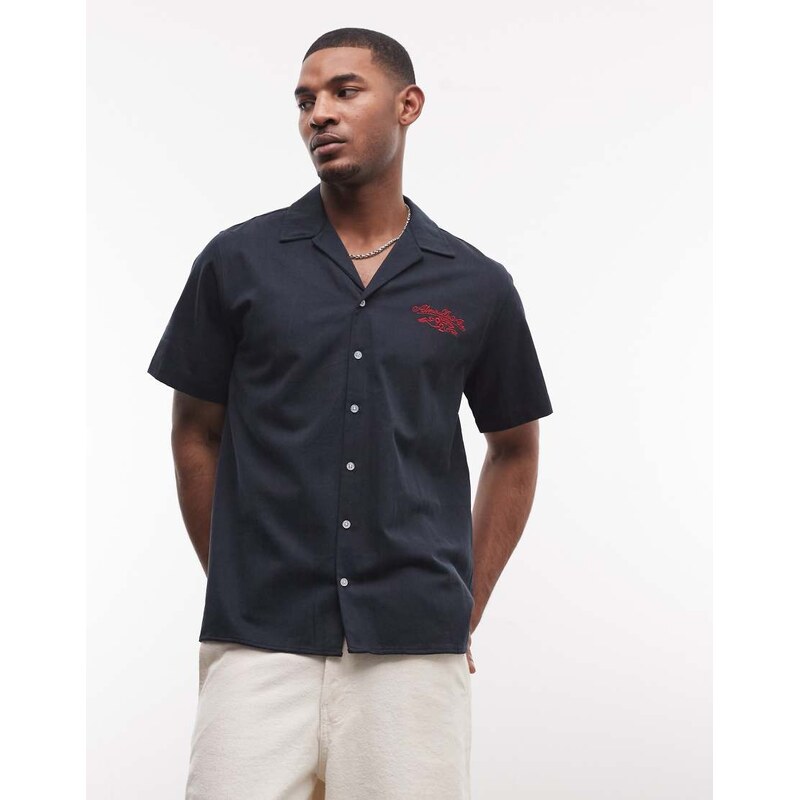 Alma De Ace logo shirt with back embroidery in navy