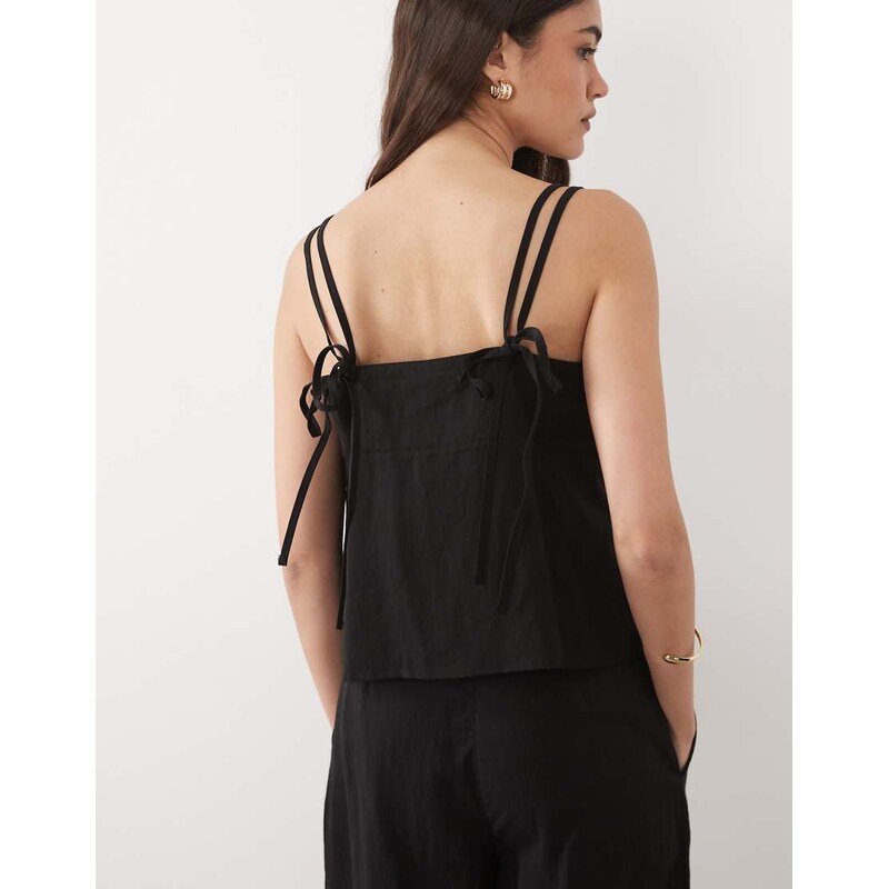 Mango Espresso square neck strappy cami top co-ord in black 115372862