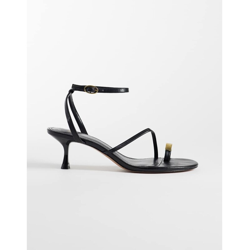 Mango faux leather strappy heeled sandals with hardware detail in 115372884