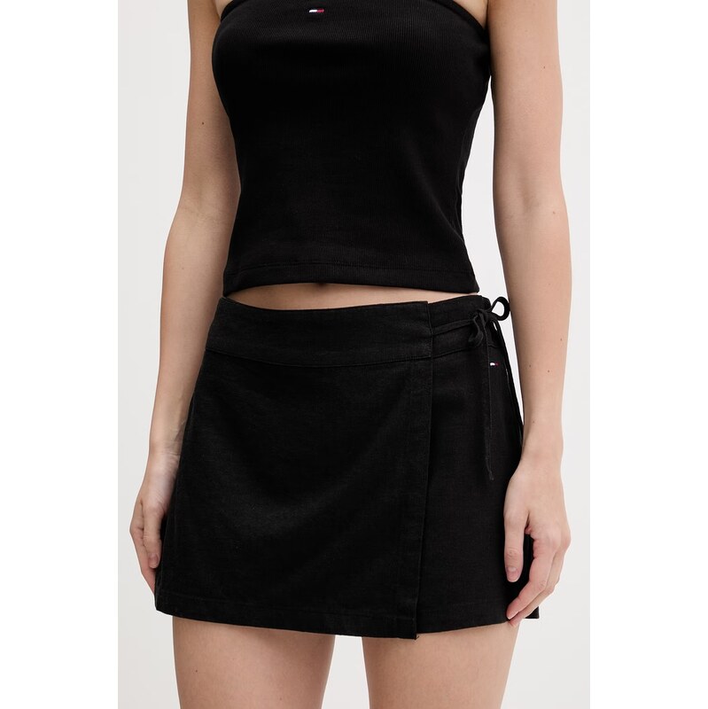 Tommy Jeans sukňové šortky dámské se lnem