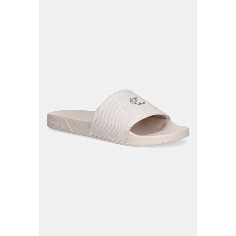 Calvin Klein pantofle dámské ESS SLIDE CANVAS HDW