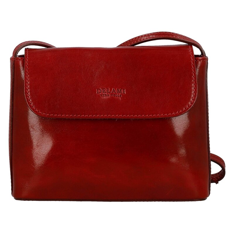 Dámská kožená crossbody kabelka červená - Delami Vera Pelle
