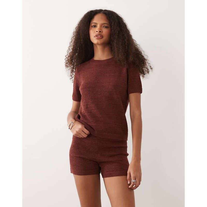 Mango Madeana knitted shorts co-ord in orange