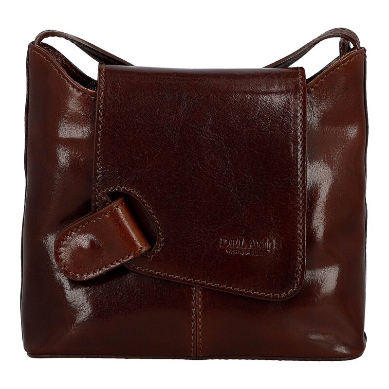 Dámská kožená crossbody kabelka hnědá - Delami Vera Pelle Belisa